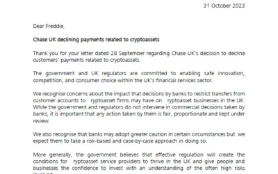 Banking Restrictions on UK citizens’ lawful freedom to transact – City Minister responds